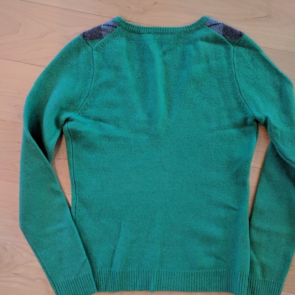 J Crew Lambs wool Green V-Neck Sweater XS - Picture 3 of 3